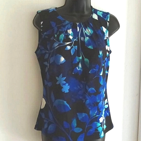 Calvin Klein Tops - Calvin Klein | Pretty Black Blue Floral Print Sleeveless Top